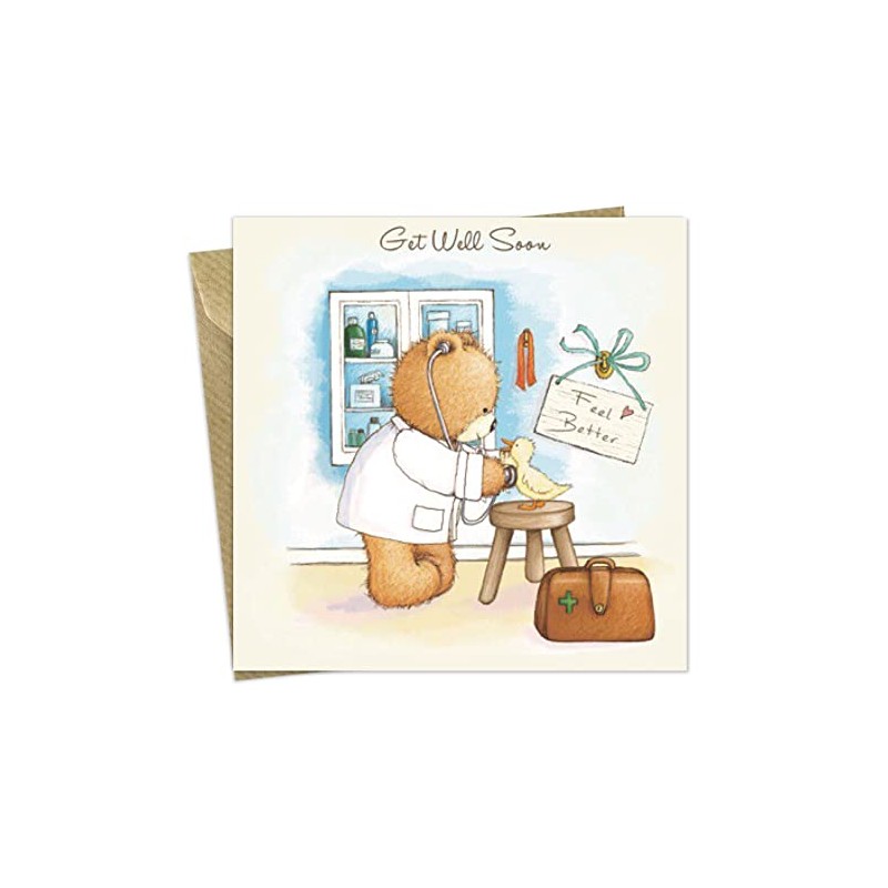 Twizler Popcorn The Bear Get Well Soon Card with Duck