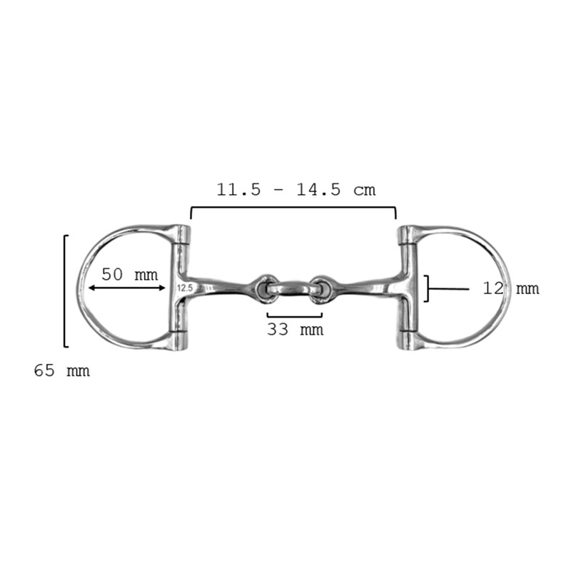 Equine Smile ES0124 D-Ring D-Bit Double Broken Stainless Steel Bit