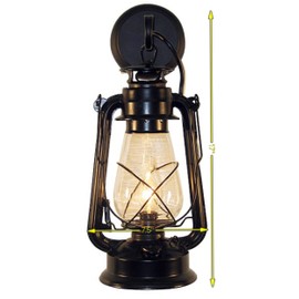 Rustic Lantern Wall Mounted Light - Large Black