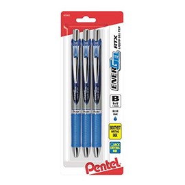 Pentel EnerGel RTX Retractable Liquid Gel Pen, Bold Line, Metal Tip, Blue Ink 3Pk (BL80BP3C)