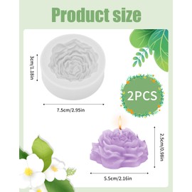 2 Stück Kerzen Silikonformen，Pfingstrose Blumen Kerzen Silikonform，3D Silikonform Kerzen，Blumen Formen für DIY Handgefertigten（transparente）