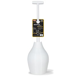 Korky 97-5A BeehiveMAX Hideaway-Heavy Duty Toilet Plunger with Holder-Drip Free Carry-Seals All Bowl Shapes – Powerful Clog Removal, White