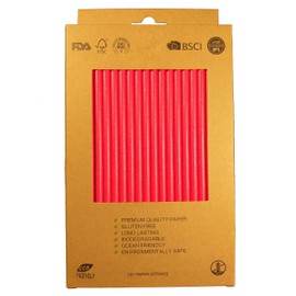 Paper Straws, Paper Straws, Organic, Food Safe, Environmentally Friendly, Disposable Straws, Pack of 120 (Red)