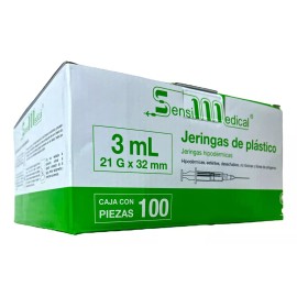 Sensi Medical 100 Jeringas Hipodermicas Con Aguja 3 Ml Sensimedical