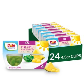 Dole Fruit Bowls Pineapple in Lime Flavored Gel, Back To School, Gluten Free Healthy Snack, 4oz, 24 Total Cups