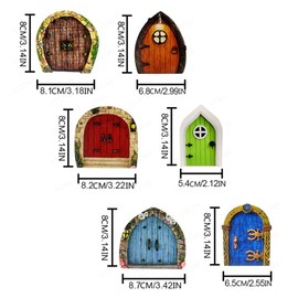 Mini Fairy Garden Door,6Pcs Garden Statues Fairy Door Fairy Door and Window,Garden Fairy Door, Miniature Fairy Doors Garden for Trees,Fairy Door Miniature Door Terrarium Mystical Cobblestone Door