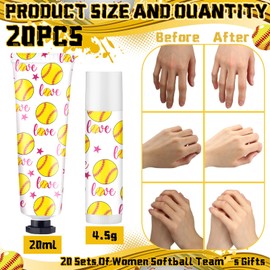 Loopeer 20 Sets Softball Lip Balm Hand Cream Softball Team Gifts Bulk