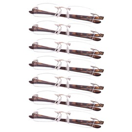 Gr8Sight 7-Pack Rimless Reading Glasses with Small Lenes (Tortoise Arm,+0.50)