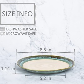 Bosmarlin Stoneware Dinner Plates, 8.5 inches, Set of 4 for Salad, Pasta, Dessert, Microwave and Dishwasher Safe (Green, 8.5 in)