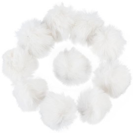 GORGECRAFT 12Pcs 5 to 6cm White Fluffy Pom Pom Balls Faux Fur Pompom Ball Bunny Hair Soft Fuzzy Round Knitting Decorations Craft for DIY Art Crafting Keychain Hats Shoes Party Accessories