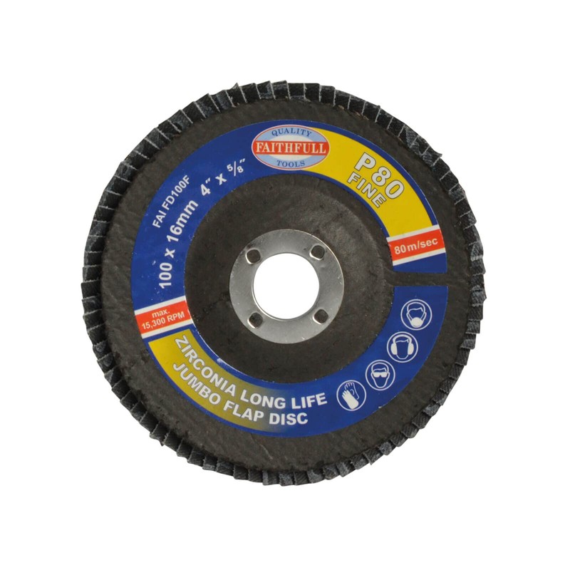 Faithfull FAIFD100F Abrasive Jumbo Flap Disc 100mm x 16mm (4in)
