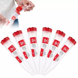 Sharp-Shuttle 샤프-셔틀 - 바늘 주사기용 일회용 여행용 용기 잠금 뚜껑이 있는 휴대용 소형 펑크 방지 이동식 폐기 6팩 Portable Puncture Proof Sharps Container with Locking Lid for Travel, Disposable, 6 Pack