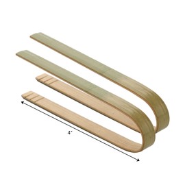 Frcctre 120 Pack Mini Bamboo Tongs, 4 Inch Disposable Tongs, Mini Disposable Bamboo Utensils Toast Tongs for Kitchen, Cooking, Roast, Charcuterie, Buffet, Natural Green Color