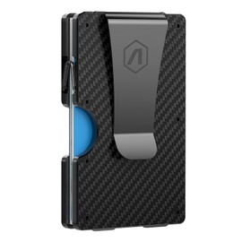 ARW Minimalist Wallet for Men, Slim Metal Money Clip Wallet, RFID Blocking Aluminum Cash Credit Card Holder, Carbon Fiber