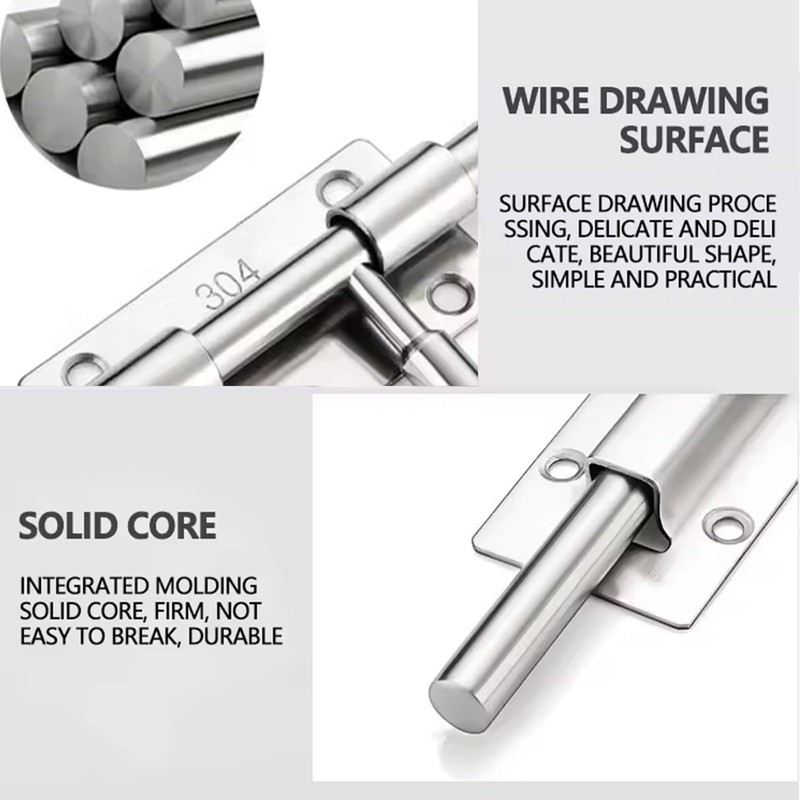 4" Slide Gate Latch Bolt, Stainless Steel Heavy Duty Solid