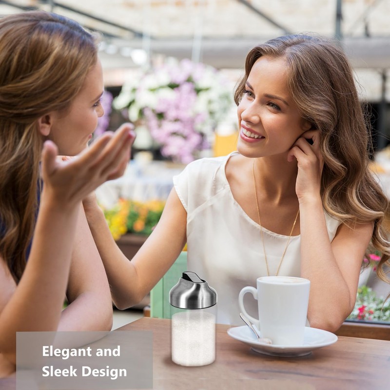 Aelga Glass Sugar Dispenser with Pour Spout, Weighted Pourer, Coffee