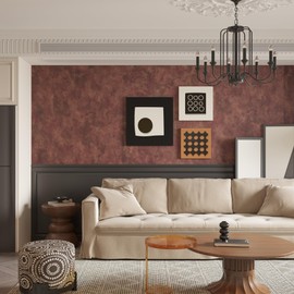 JSEVEM 16"×354" Extra Thick Luxury Red Gold Rusty Concrete Wallpaper Peel and Stick Glossy Textured Metallic Concrete Contact Paper Vinyl Wrap Waterproof Adhesive Stickers for Bedroom Bathroom Walls