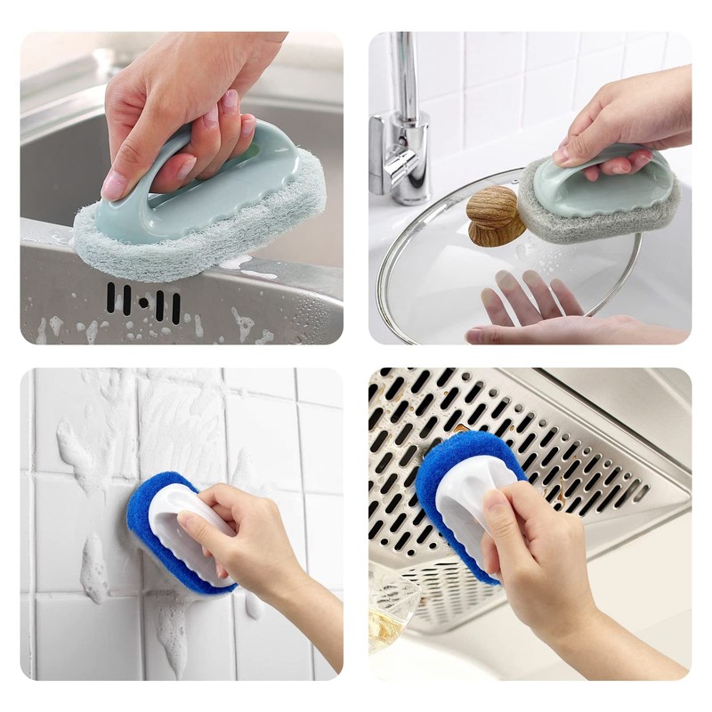 4 x Bathtub Tile Cleaning Sponge Brushes Scouring Pads Brushes