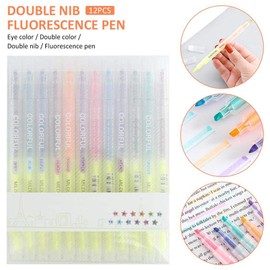 Pastel Fluorescent Highlighters Set Premium Highlighter Pens Bright – Case 12 Multicolour Markers