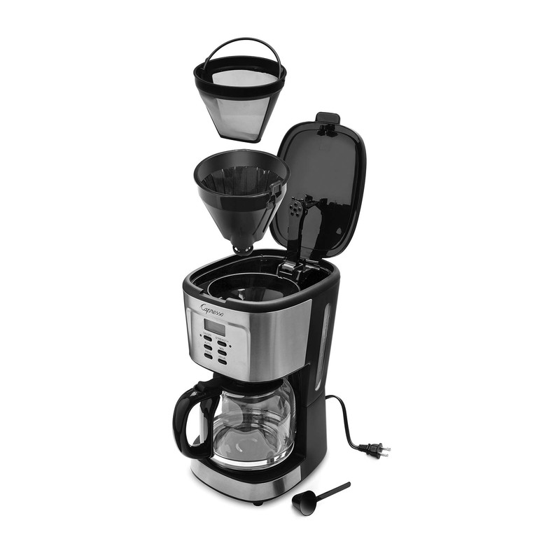 Capresso 12-Cup Coffee Maker with Glass Carafe, Stainless and Black