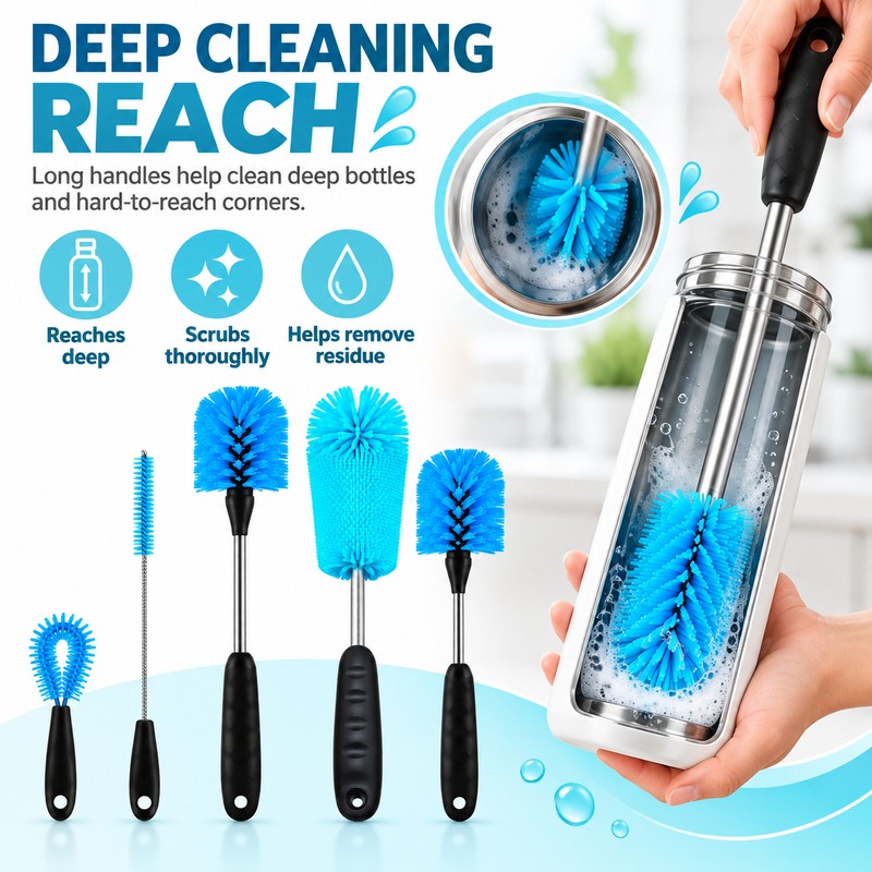 Bottle Cleaning Brush Set for Water Bottles – Stainless Steel