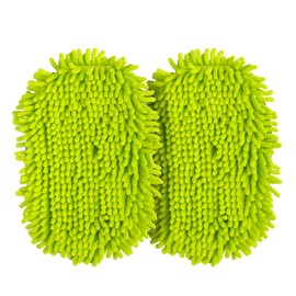 Bemece Chenille Mop Cloths for Car Wash Brush, Microfibre Cloths for Cleaning Truck Caravan Van, Scratch Free Strong Absorbent, Green-2 Pieces (Replaceable Cloth)