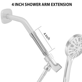 HOMYEP Shower Arm Extender 4 Inch Rainfall Shower Head Extension Arm, Female to Male NPT 1/2 Inch, Brushed Nickel