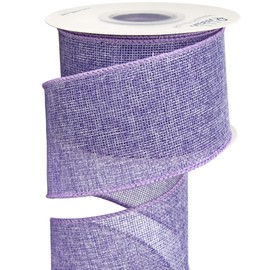 Ribbli Light Purple/Lavender Burlap Wired Ribbon,2-1/2 Inch x Continuous 10 Yard, Wired Edge Ribbon for Big Bow,Wreath,Tree Decoration,Outdoor Decoration