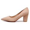 VenusCelia Women's Lewin Pump Chunky Heel Shoe, Nude Suede, 5