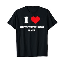 T-Shirt with Long Hair I Love Boys, black
