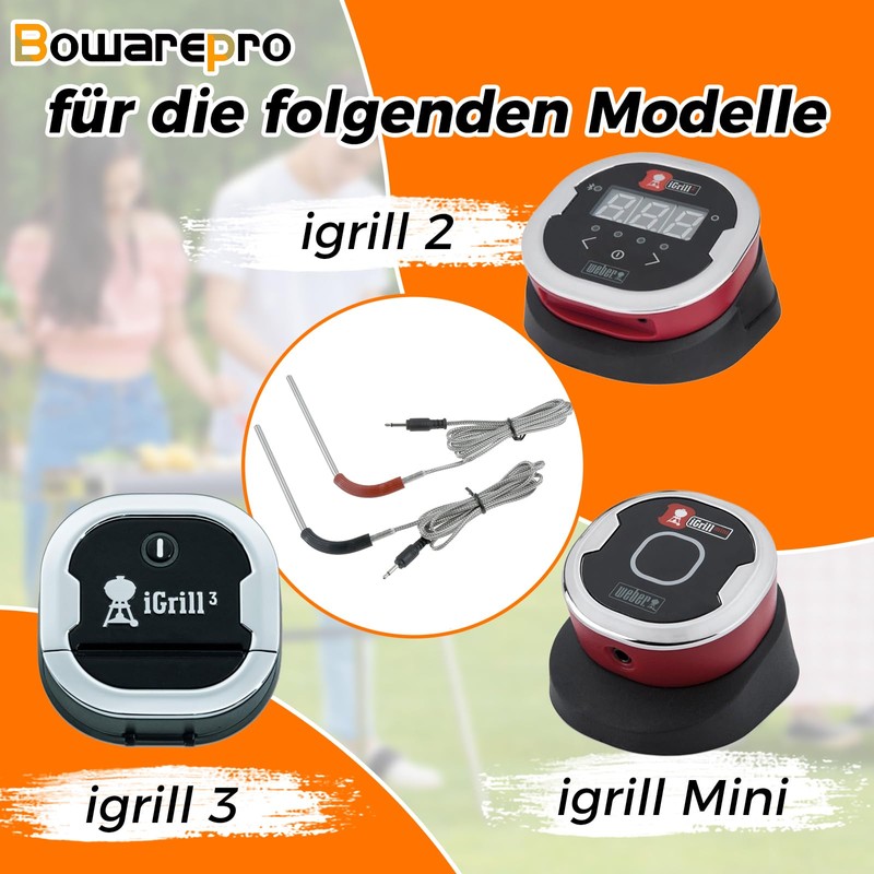 Bowarepro Pack of 2 Grill Replacement Probes Compatible with Weber