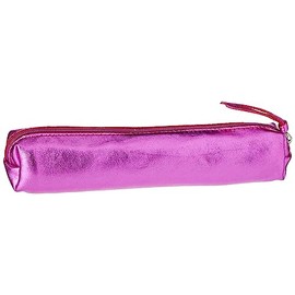 Clairefontaine - Ref 400008C - Cuirisé' Leather Slim Pencil Case - 4 x 2.5 x 19.5cm, Made From Genuine Lambskin Leather, Metal Zip With Leather Puller - Raspberry