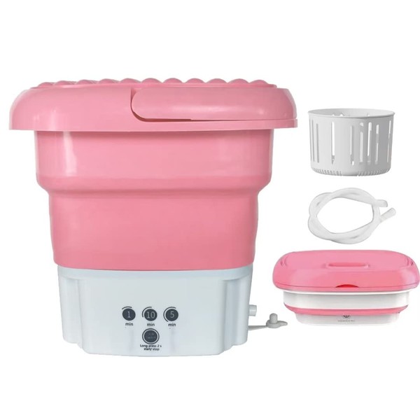 Portable Washing Machine, Mini Foldable Bucket Washer and Spin Dryer for Camping, RV, Travel, Small Spaces, Lightweight and Easy to Carry