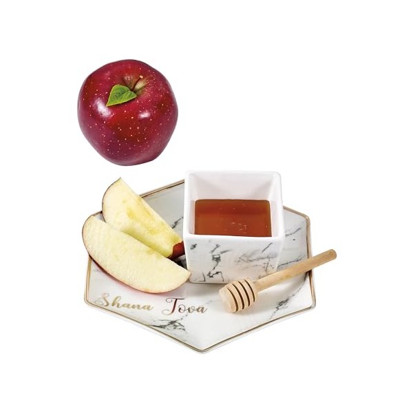 Rite Lite Hexagon Shaped Porcelain Apple & Honey Dish Set