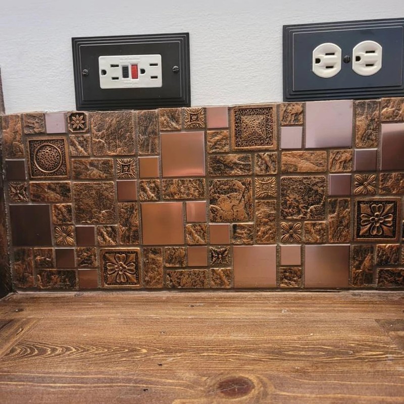Hominter Bronze & Brushed Metal Mosaic Tile Copper Textured Resin