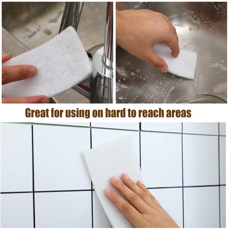 20 Pieces White Scrubbing Pad Non Woven Pads Scouring Pad
