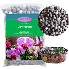 Natural Organic Colorful Leca Balls 2LBS for Plants, 8mm-10mm Ceramsite Clay Pebbles Indoor Potting Garden Soil for Orchid, Succulents, Hydroponics, Decoration, Drainage (2LBS, Primary Color, 1)