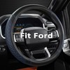West Llama Car Steering Wheel Cover for Ford Escape,Explorer,Fusion,Focus,Bronco,Transit,Edge(Diamond Quilted-Black+Blue-