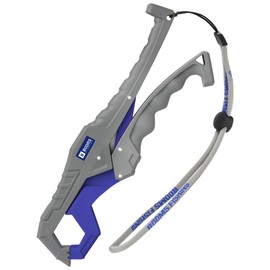 Booms Fishing G05 Fish Lip Gripper Saltwater, 9.4" Plastic Catfish Grippers Pliers, Fish Grabber Tool with Lanyard, Fish Grips for Kayak Fishing Accessories, Great Fish Holder for Caught Fish, Blue