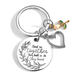 Elegant Stainless Steel Keychain with Inspirational Laser Engraving, Cute Rose and Heart Charms,Gift for Friends,Mum,Sister and Birthday Gifts for Women,Cute Keyrings and Accessories,Cute Keychain