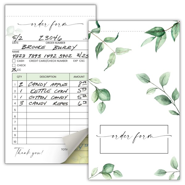 Simplified Order Form Book for Small Businesses - Aesthetic and Easy to Use Receipt Pad - The Perfect Business Supplies That Helps You and Your Happy Clients to Stay Organized