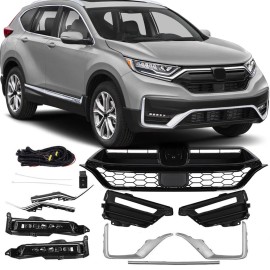 Unbranded For 2020-2022 Honda CRV Front Grille Face Trim Fog Light Bracket Set 11pcs