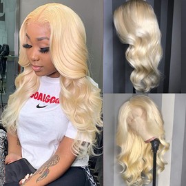 613 Blonde Lace Front Wig Human Hair 36" T Part Body Wave Lace Front Wigs for Black Women Pre Plucked with Baby Hair 150% Density (36inch, Body Wave Wig)