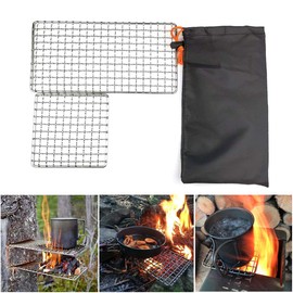 Rayeeley Bushcraft Grills Backpacker Grills, Campfire Cooking, Grill Grate, High Strength Outdoor Mesh Equipment for Camping, Hiking, Backpacking, Pack of 2
