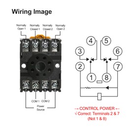 Baomain Power Relay MK2P-I 24VDC Coil DPDT 8 Pin with Plug-in Terminal Socket, for Automation and Control Systems