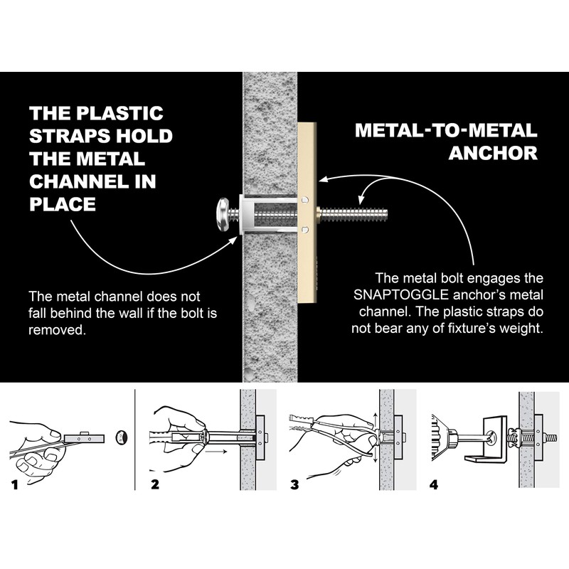 TOGGLER SNAPTOGGLE BC Toggle Anchor, Zinc-Plated Steel Channel, Made in