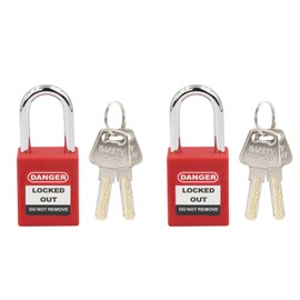 Red Safety Padlock, Loto Lockout Tagout Safety Padlock (2 Locks, 2 Keys Per Lock) -P38S