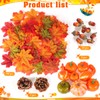 HOWAF 120pcs Artificial Pumpkins Decorations Artificial Autumn Leaves Set, Fake