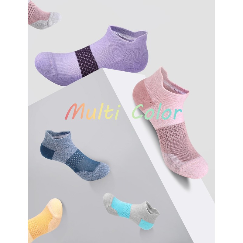 CS CELERSPORT 5 Pairs Women's Ankle Running Socks Cushioned Athletic