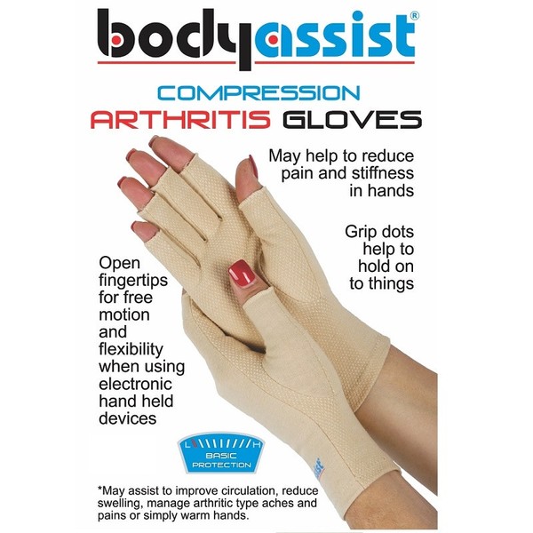 BodyAssist Compression Arthritis Gloves (Beige Extra Large)